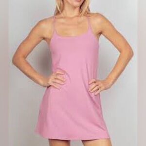 New in athletic dress pink/mauve fitness Tennis golf active Sz S built in shorts